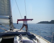 Foto mit Vereinsschal in Zakynthos